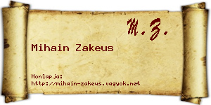 Mihain Zakeus névjegykártya